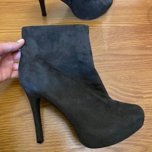 Charcoal Grey Heeled Ankle Booties